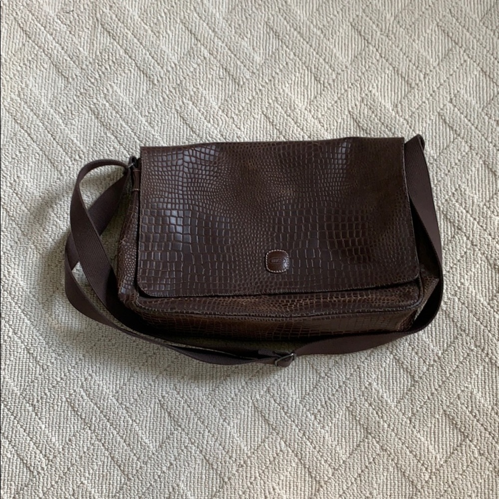 BRICS croc print laptop bag